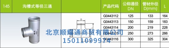 溝槽式等徑三通
